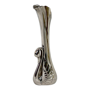Vintage Hollywood Regency Chrome Swan Bud Vase, Sculptural Mid-Century Decor