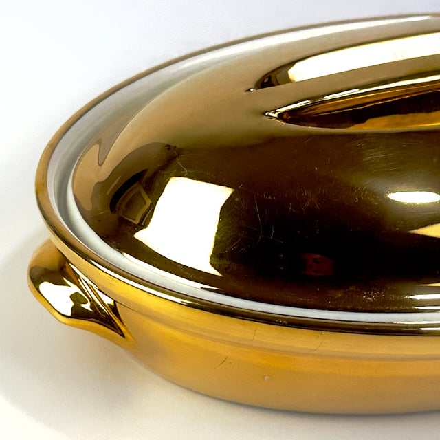 Stunning Vintage Mid-Century Modern Gold Lusterware Covered Casserole Dish by Royal Worcester, Made in England For Sale - Image 11 of 15