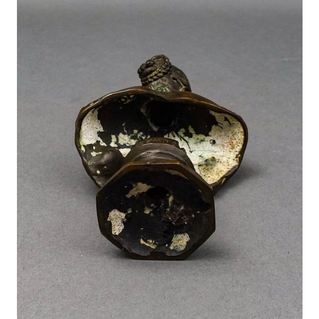 Metal Mid 20th Century Vincenzo Gemito Naples Italy Antique Busto Di Donna Bronze Woman Bust Sculpture For Sale - Image 7 of 8