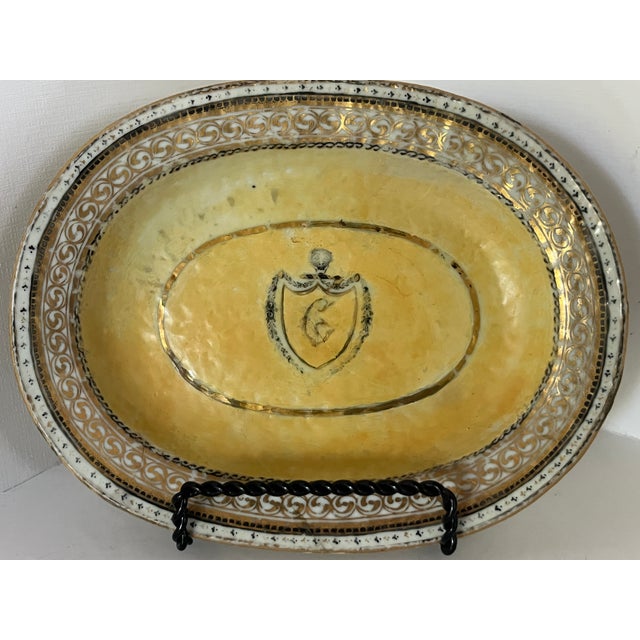 Antique Porcelain Dish With "C" Initial Gold Accents 8" For Sale In Los Angeles - Image 6 of 10