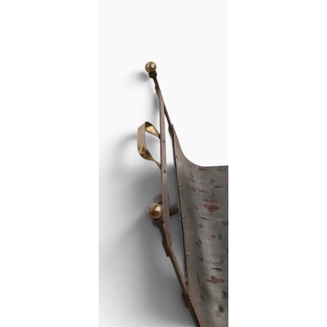 Vintage wrought iron, steel and brass firewood log holder, in very good, original, clean and ready to use condition,...