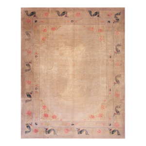 Astonishing Sand Background Color With Allover-Floral Design Antique Chinese Peking Rug