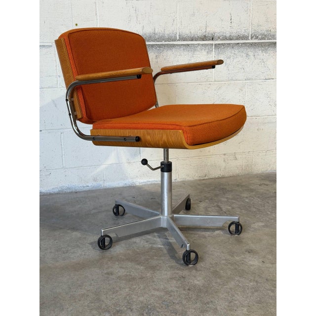 Duba Orange Upholstered Swivel Desk Office Chair Danish Mid-Century Modern 1970s For Sale - Image 11 of 11