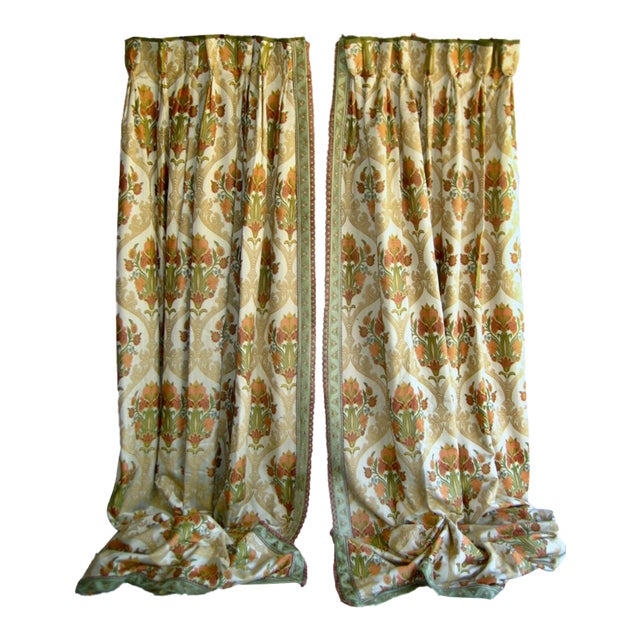 Pair of Vintage Curtains Art Nouveau Style For Sale