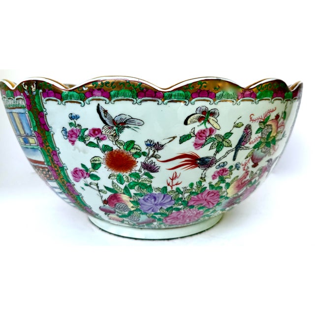Mid 20th Century Centerpiece 16 1/2" Diameter "Chinese Export" Bowl. Famille Rose For Sale - Image 12 of 17