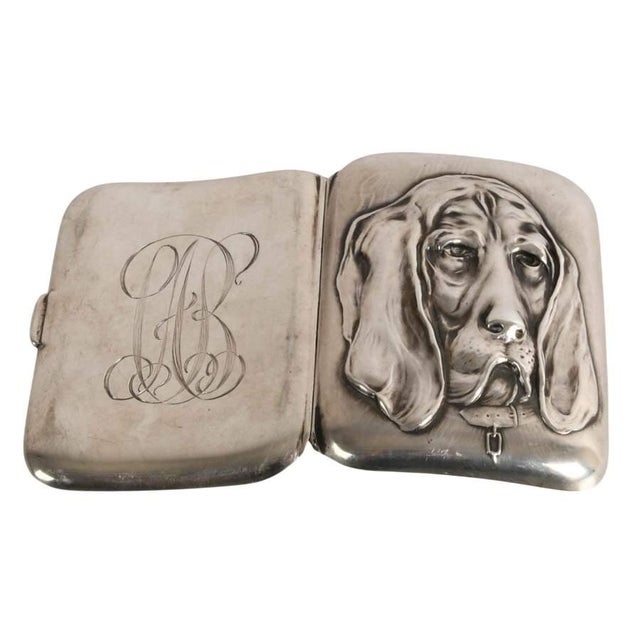 Early 20th Century Antique Unger Brothers Sterling Silver Hound Dog Cigarette Case, Circa 1905–1915 For Sale - Image 5 of 5
