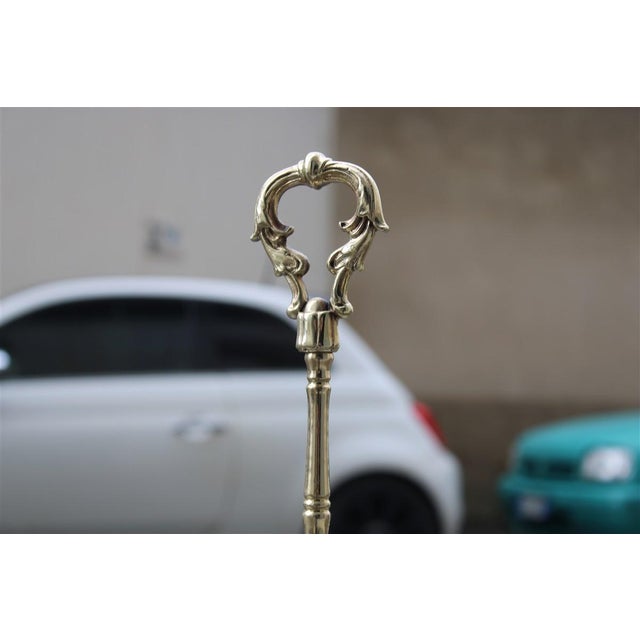 Italian Brass and Glass Gueridon with Marble, 1950 For Sale - Image 4 of 7