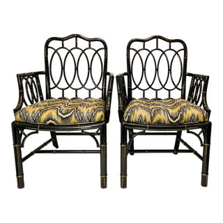 1970s Pair of Baker Chinoiserie Chairs For Sale