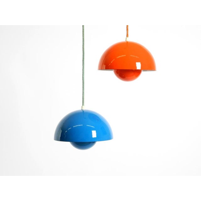 Louis Poulsen Enamelled Double Shade Flower Pot Pendant Lamp by Verner Panton for Louis Poulsen, Denmark, 1970s For Sale - Image 4 of 18