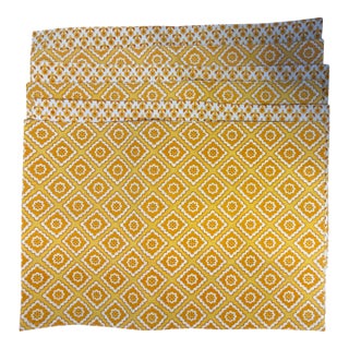 Vintage Mod Century 1970s Mustard Yellow Reversible Placemats - Set of Six For Sale