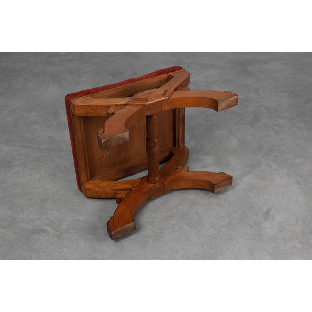 19th Century Gothic Revival Flemish Oak Footstool, Belgium For Sale - Image 12 of 15