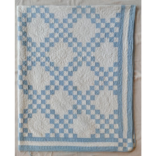 Early 20th C Double Irish Chain Quilt - For Sale - Image 4 of 15