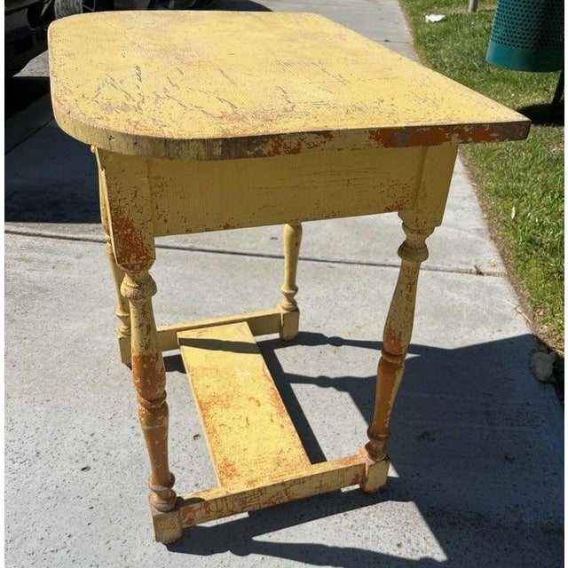19thc Original Mustard Over Red One Drawer Side Table/ Night Stand For Sale - Image 4 of 6