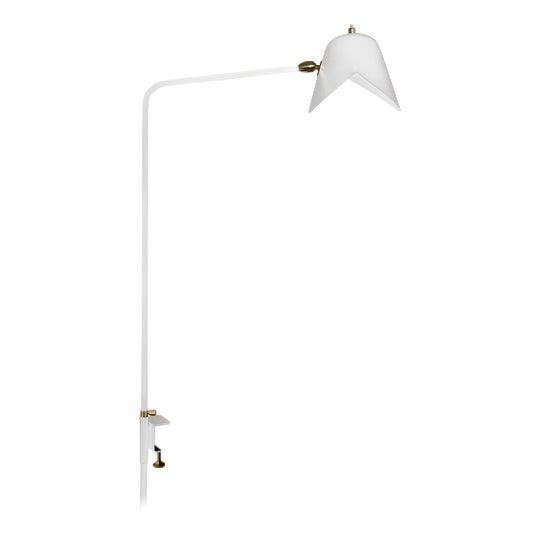 Mid-Century Modern White Simple Agrafée Table Lamp from Serge Mouille For Sale