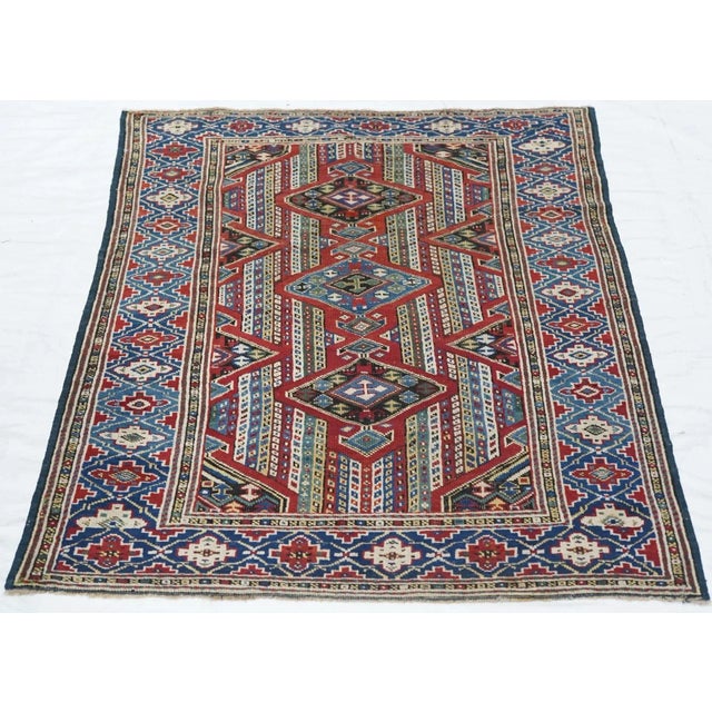 Blue Antique Kuba Rug 3'3'' x 4'6'' For Sale - Image 8 of 9