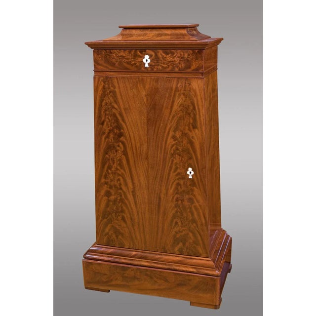 Wood Antique Danish Trapezoidal Mahogany Cabinets with Drawer on Top, Set of 2 For Sale - Image 7 of 7
