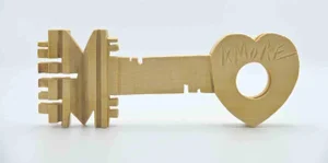 Ferdinando Codognotto, The Key to Heart, Wooden Sculpture, 2023