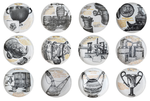 Decorative Porcelain Plates by P. Fornasetti for Martini & Rossi, 1960s, Set of 12