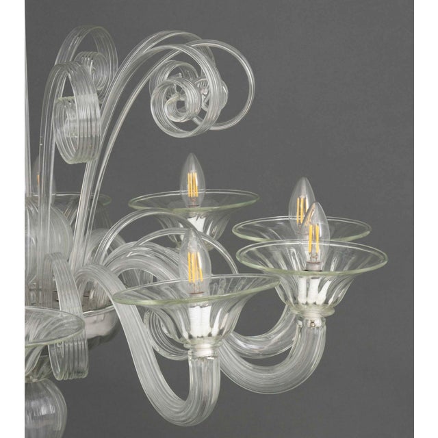 Murano Clear Glass Ten Branch Chandelier For Sale In New York - Image 6 of 13