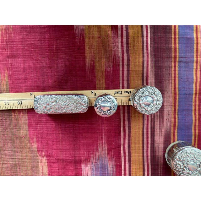 Silver Antique Sterling &Crystal Dresser Set For Sale - Image 8 of 13