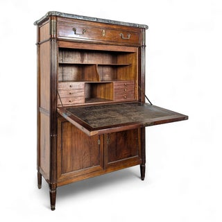 Louis XVI Mahogany Secretary Topped with a Ste Anne Marble Slab For Sale