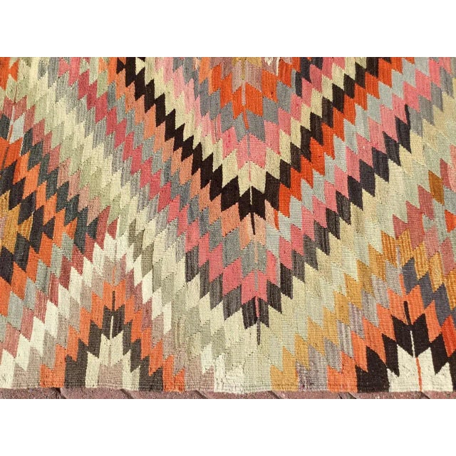 1960s Vintage Diamond Design Turkish Kilim Rug - 68" X 116.5" For Sale - Image 5 of 11