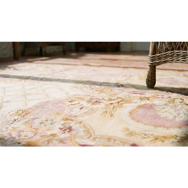 Ivory Supremely Large Decorative Antique French Savonnerie Antique Aubusson Rug For Sale - Image 8 of 9