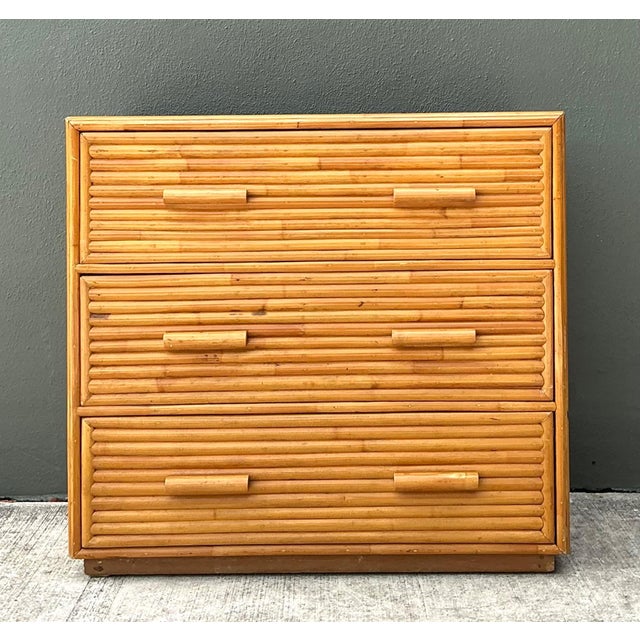 Vintage Bamboo Three-Drawer Chest For Sale In West Palm - Image 6 of 15