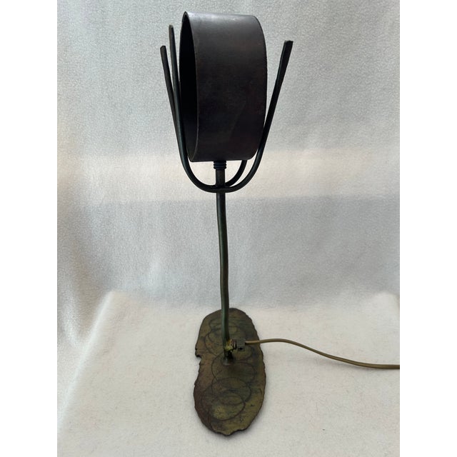 Brutalist Antique Bronze Industrial Brutalist Sculptural Table Lamp For Sale - Image 3 of 10
