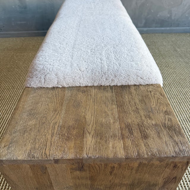 Casi Brown Bench in White Oak and Natural Genuine Sheep Upholstery For Sale - Image 12 of 14
