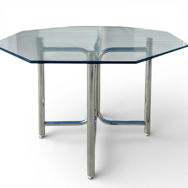 Vintage Chromcraft Chrome and Woven Five-Piece Dining Set, Mid-Century Modern, Mid-Century, Coastal, Glass For Sale - Image 11 of 18
