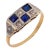 1910s Edwardian Synthetic Sapphire Diamond 18k Yellow Gold Checkerboard Ring, Size 6.25 For Sale