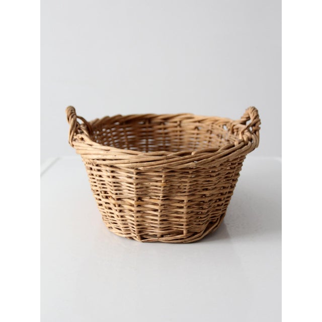 Vintage Wicker Gathering Basket With Handles For Sale - Image 4 of 13