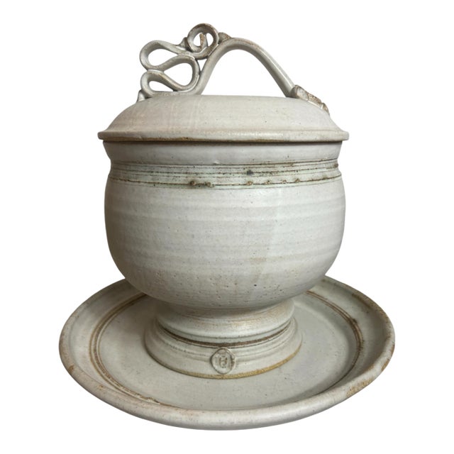 Vintage 1970’s Studio Pottery Stoneware Soup Tureen With Plate For Sale