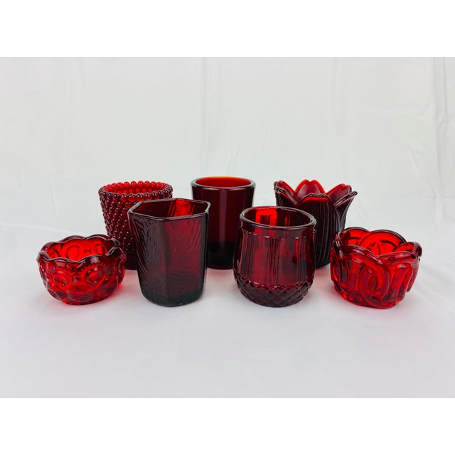 Vintage 1960s Ruby Red Candle Holders Set of 7 Chairish
