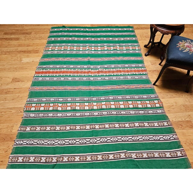 Vintage American Southwestern Blanket, Handwoven Wool, Stripe Pattern, 5x8 For Sale In Chicago - Image 6 of 16