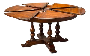 Farmhouse Style, Walnut, Jupe Round Dining Table, Usa, 20th C.