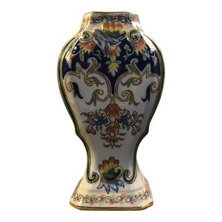 Early 20th Century French Desvres Hand Painted Vase For Sale