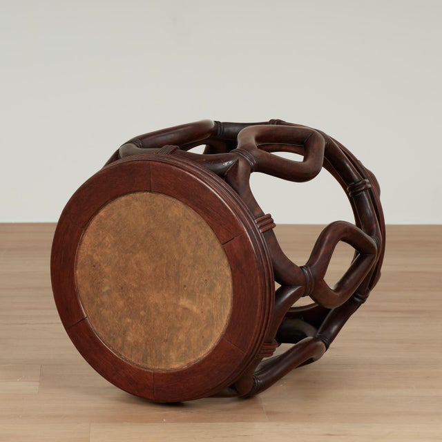 Pair of Vintage Chinese Carved Wood Garden Seats or Stands For Sale - Image 12 of 14