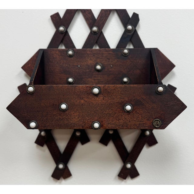 Antique Wall-Mount Wood Tramp Art Letter Holder For Sale In Kansas City - Image 6 of 7