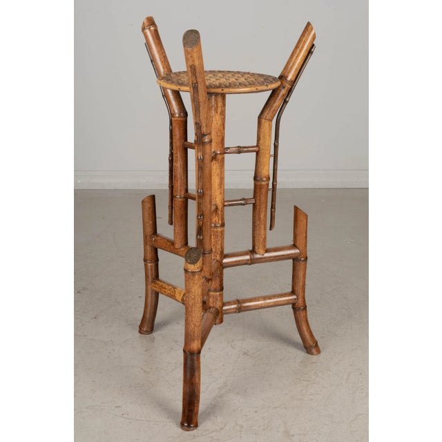 Mid-Century Modern Mid Century French Bamboo & Rattan Plant Stand or Pedestal For Sale - Image 3 of 12
