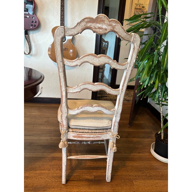 French Dining Chairs Ladder-Back Rush Seats Custom Pads For Sale In San Francisco - Image 6 of 12