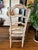 Wood Vintage French Dining Chairs S/6 Ladder-Back Rush Seats Custom Pads For Sale - Image 7 of 12