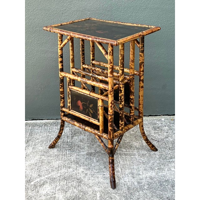 Vintage Hand Painted Tortoise Bamboo Side Table For Sale In West Palm - Image 6 of 12