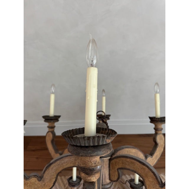 Rustic European Dennis and Leen Wooden Tuscan Chandelier | Custom Color, Unique Design For Sale - Image 3 of 3