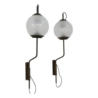 LP11 Wall Lamps in Brass and Glass by Luigi Caccia Dominioni for Azucena, Italy, 1950s, Set of 2 For Sale