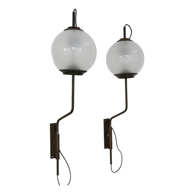 LP11 Wall Lamps in Brass and Glass by Luigi Caccia Dominioni for Azucena, Italy, 1950s, Set of 2 For Sale