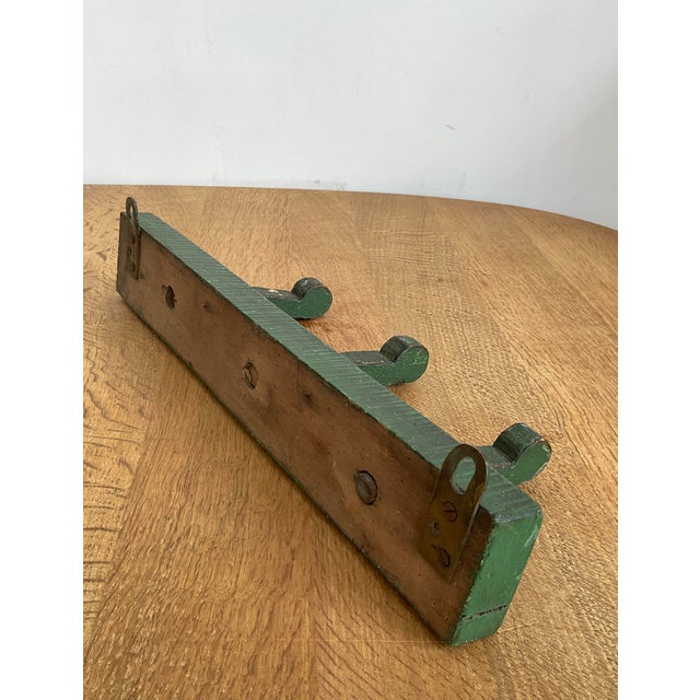 Antique Rustic Wooden Peg Hook in Green For Sale - Image 9 of 15