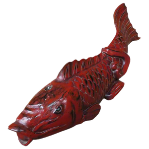 Late 19th Century Meiji Jizai Kagi Carved Wooden Carp With Moveable Ball in Mouth