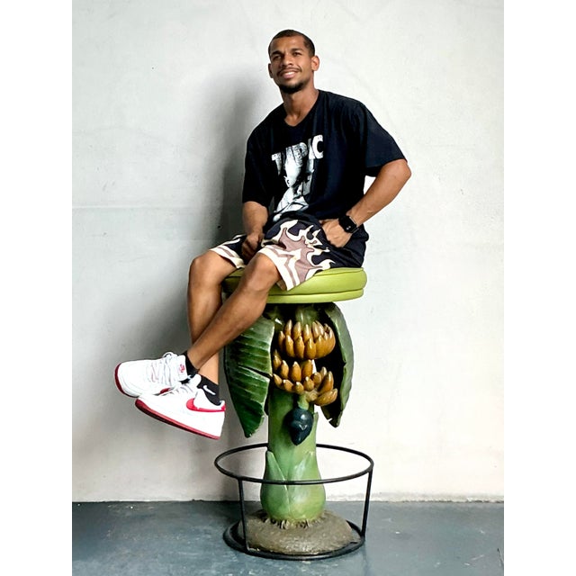 Late 20th Century Vintage Boho Carved Banana Tree Stool For Sale - Image 5 of 5